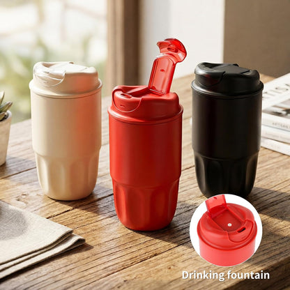 Stainless steel insulated Tumbler small and Portable leak-proof coffee mug 13oz sports water Bottle suitable for car cup holder BPA-free insulated water bottle for sports，school，travel，Black