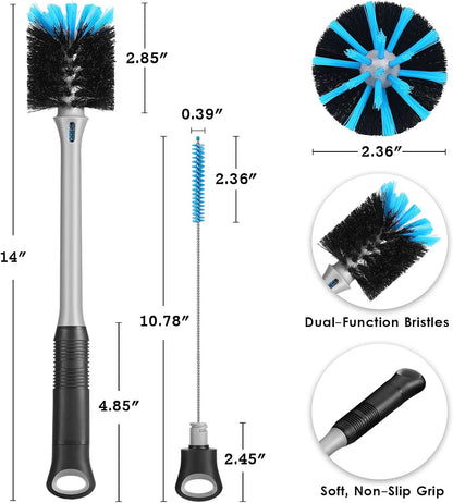 2-in-1 Bottle Brush and Straw Cleaner Brush, Black, 1 Pack