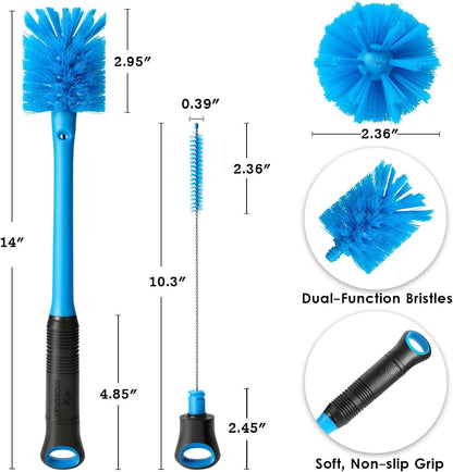 2-in-1 Bottle Brush and Straw Cleaner Brush, Black, 1 Pack