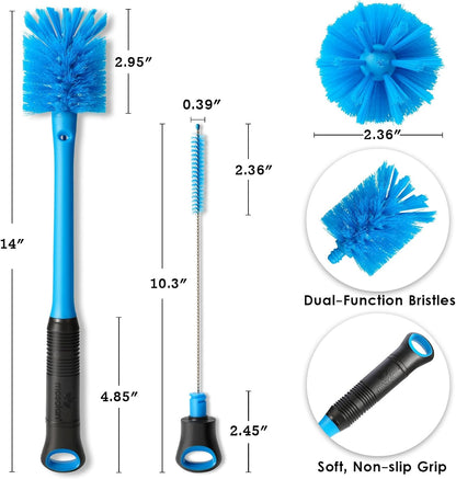 2-in-1 Bottle Brush and Straw Cleaner Brush, Black, 1 Pack