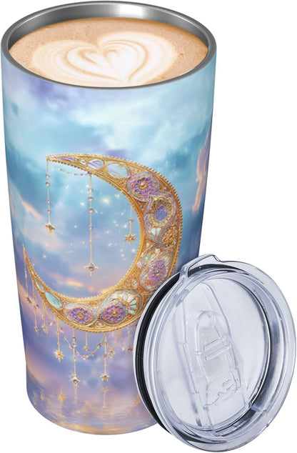 Moon Tumbler with Lid and Straw for Women Leakproof Travel Coffee Mug Double Wall Insulated Cups 20OZ Gifts for Office Kitchen Outdoor