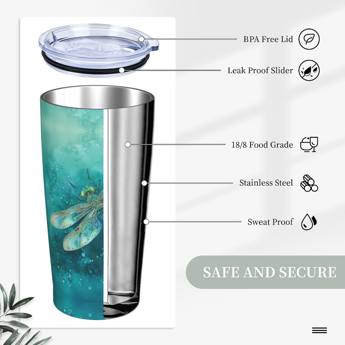 Moon Tumbler with Lid and Straw for Women Leakproof Travel Coffee Mug Double Wall Insulated Cups 20OZ Gifts for Office Kitchen Outdoor