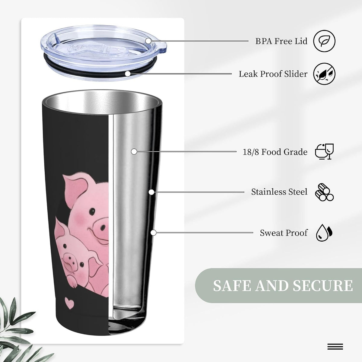 Moon Tumbler with Lid and Straw for Women Leakproof Travel Coffee Mug Double Wall Insulated Cups 20OZ Gifts for Office Kitchen Outdoor