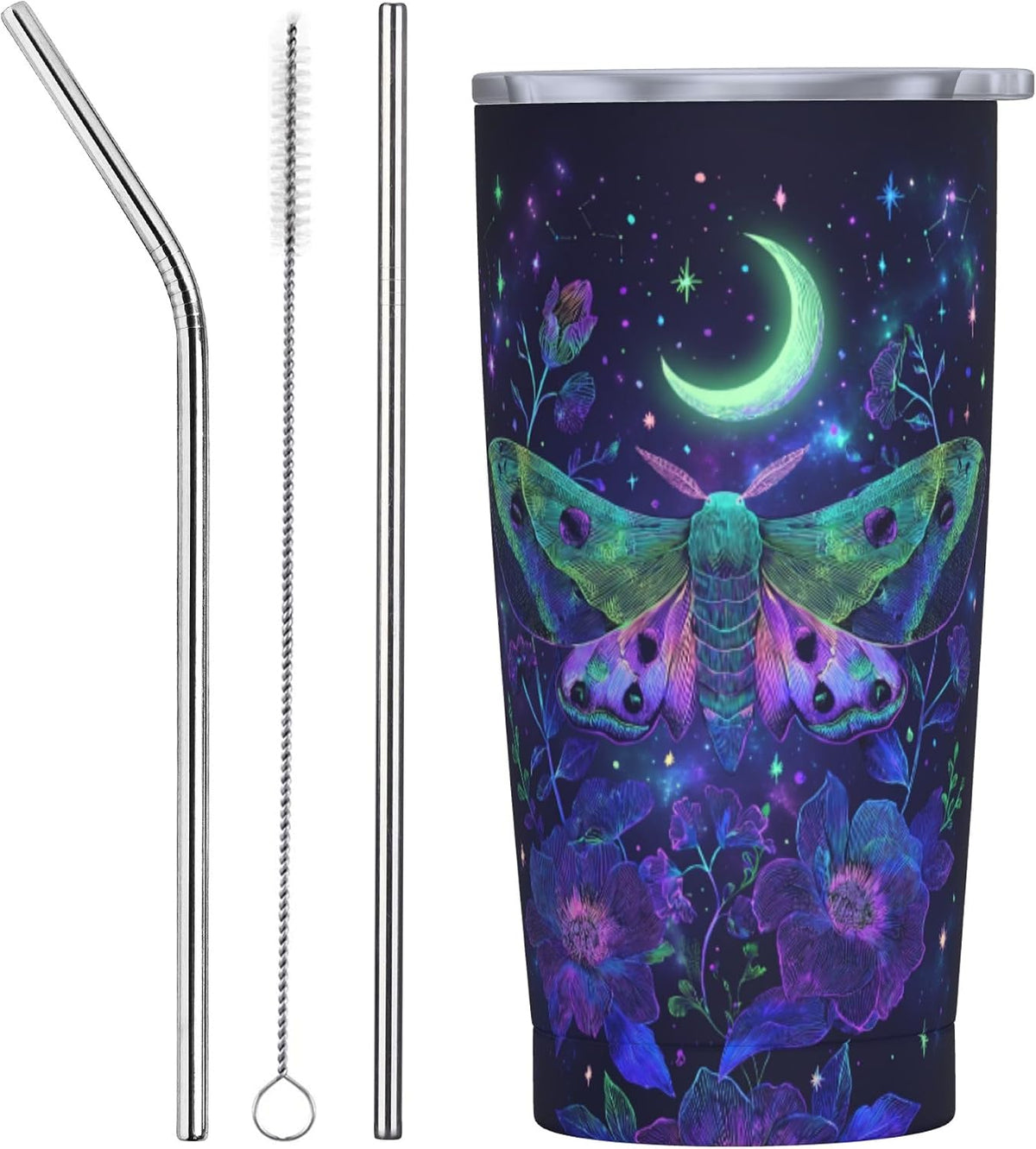 Moon Tumbler with Lid and Straw for Women Leakproof Travel Coffee Mug Double Wall Insulated Cups 20OZ Gifts for Office Kitchen Outdoor