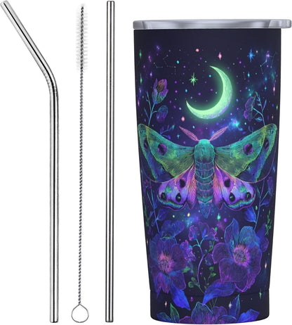Moon Tumbler with Lid and Straw for Women Leakproof Travel Coffee Mug Double Wall Insulated Cups 20OZ Gifts for Office Kitchen Outdoor