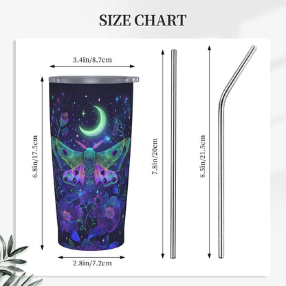 Moon Tumbler with Lid and Straw for Women Leakproof Travel Coffee Mug Double Wall Insulated Cups 20OZ Gifts for Office Kitchen Outdoor