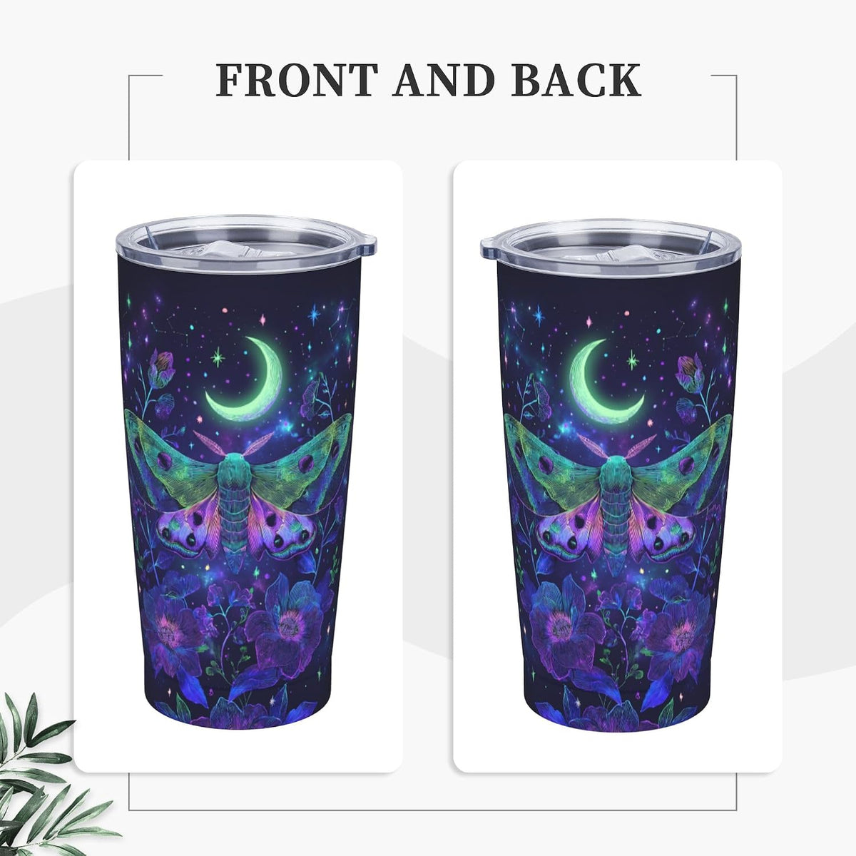 Moon Tumbler with Lid and Straw for Women Leakproof Travel Coffee Mug Double Wall Insulated Cups 20OZ Gifts for Office Kitchen Outdoor