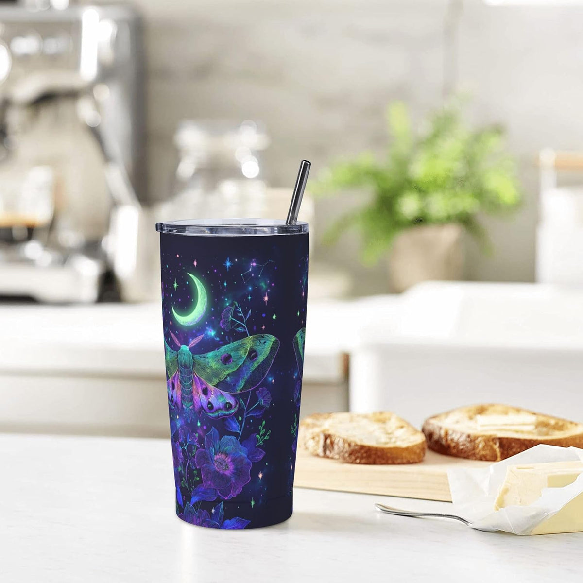 Moon Tumbler with Lid and Straw for Women Leakproof Travel Coffee Mug Double Wall Insulated Cups 20OZ Gifts for Office Kitchen Outdoor