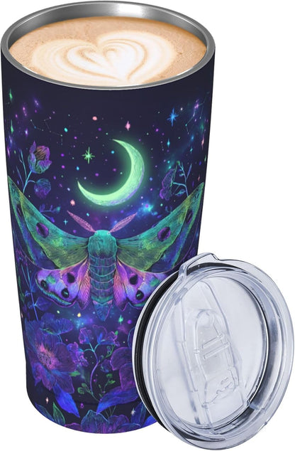 Moon Tumbler with Lid and Straw for Women Leakproof Travel Coffee Mug Double Wall Insulated Cups 20OZ Gifts for Office Kitchen Outdoor