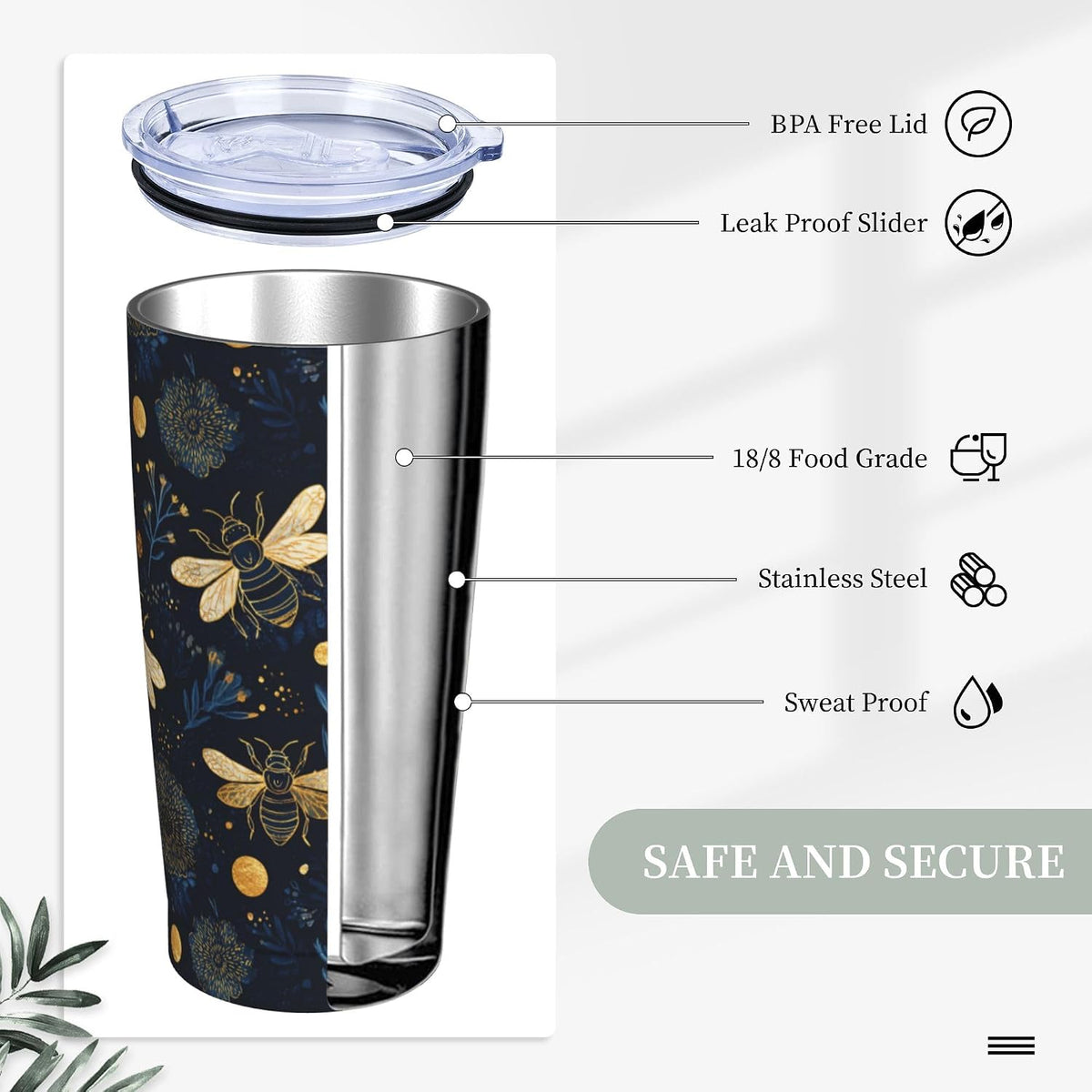 Moon Tumbler with Lid and Straw for Women Leakproof Travel Coffee Mug Double Wall Insulated Cups 20OZ Gifts for Office Kitchen Outdoor