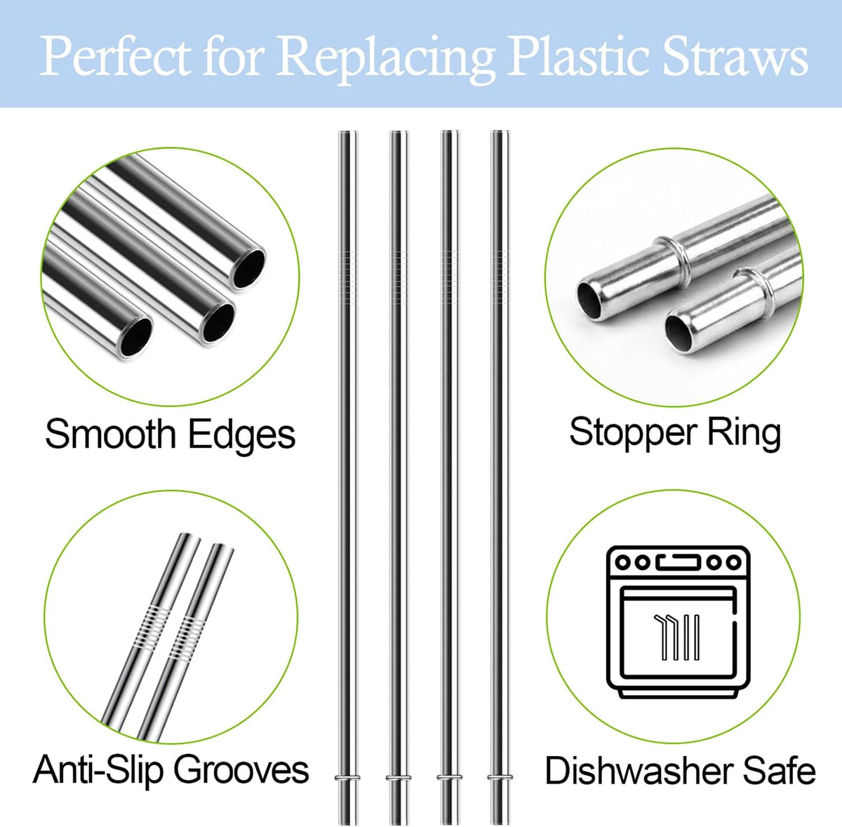 10.5 Inch Stainless Steel Straws Replacement for Starbucks Cup Venti 24 oz