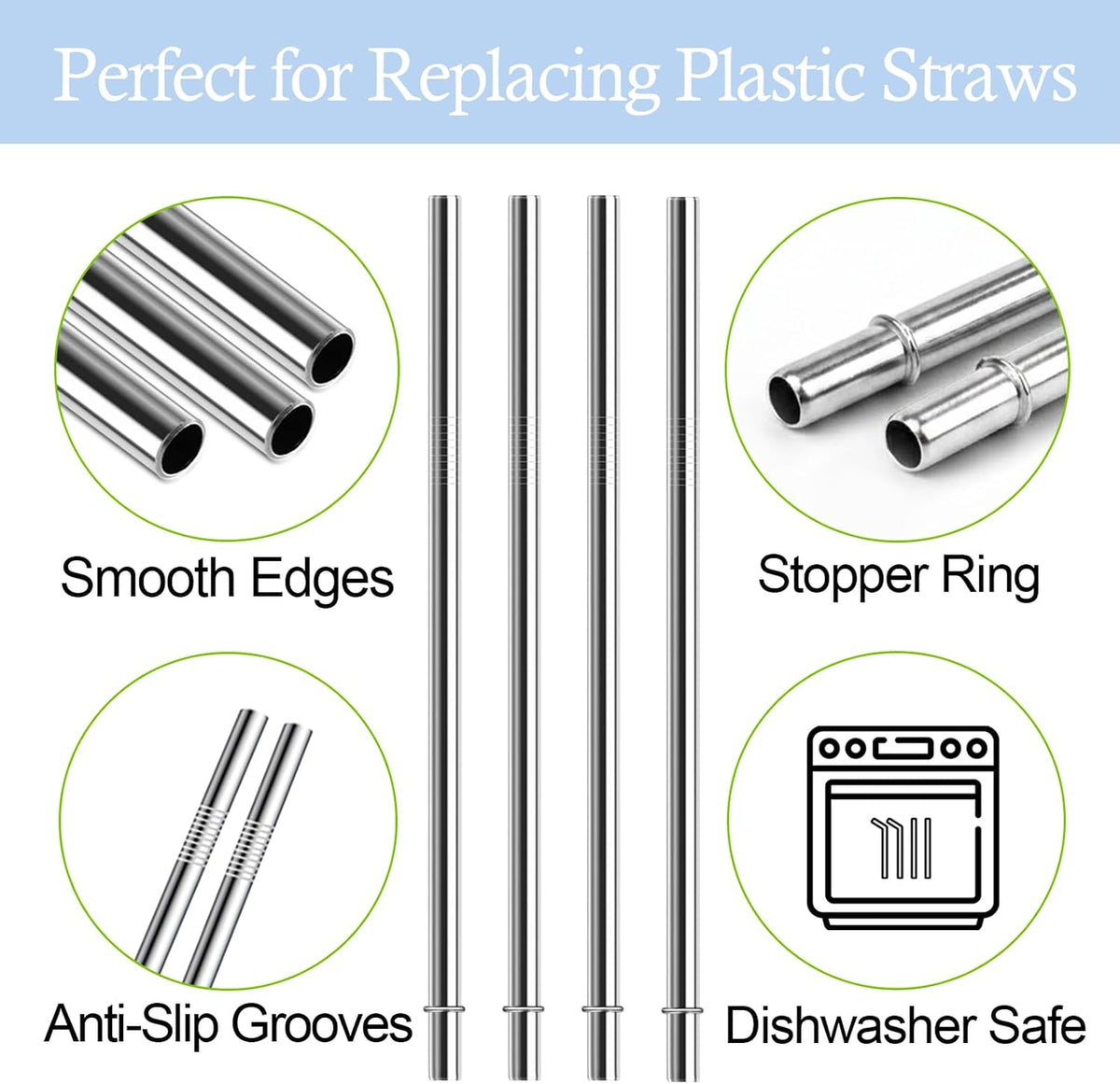 10.5 Inch Stainless Steel Straws Replacement for Starbucks Cup Venti 24 oz