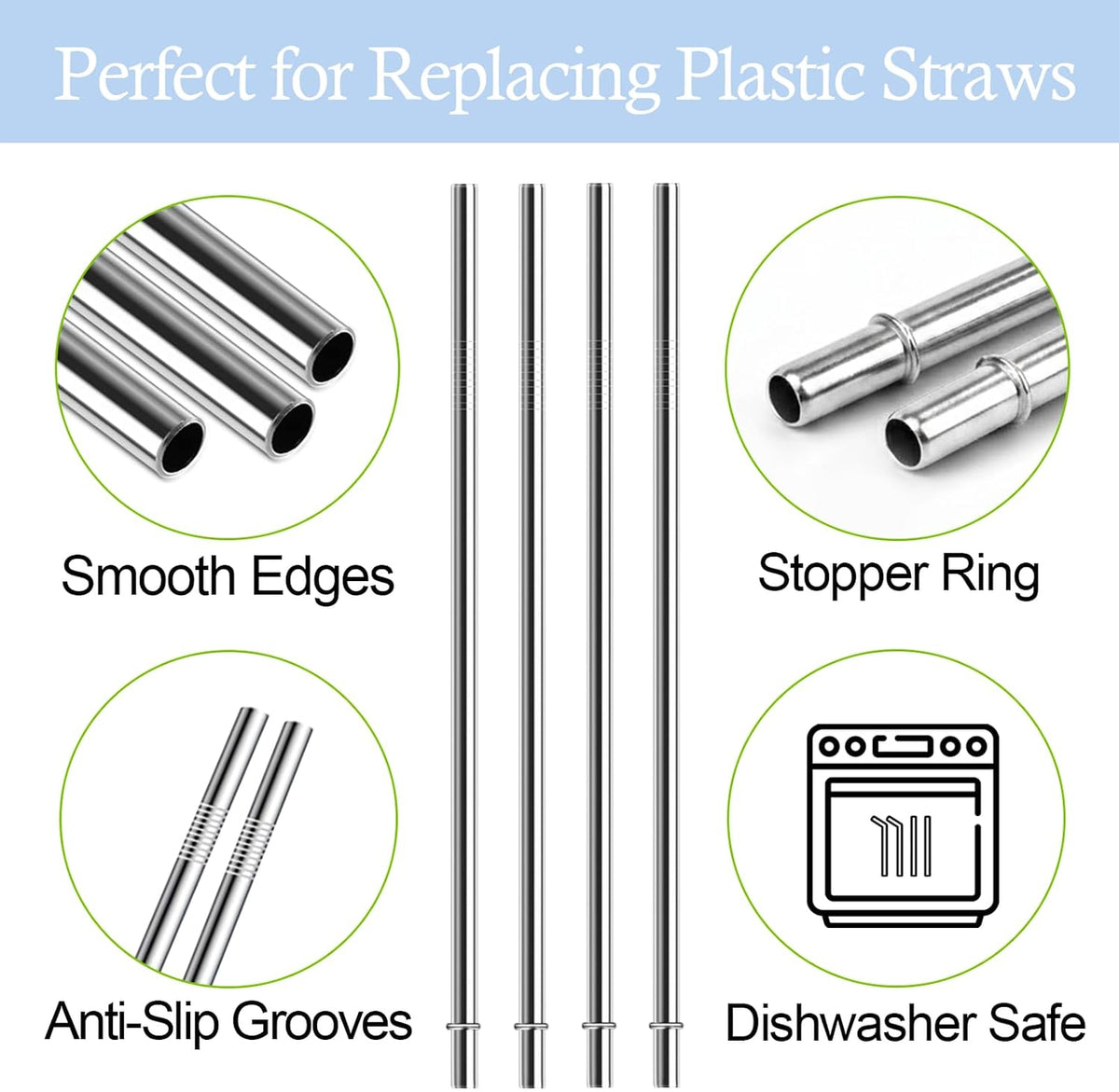 10.5 Inch Stainless Steel Straws Replacement for Starbucks Cup Venti 24 oz
