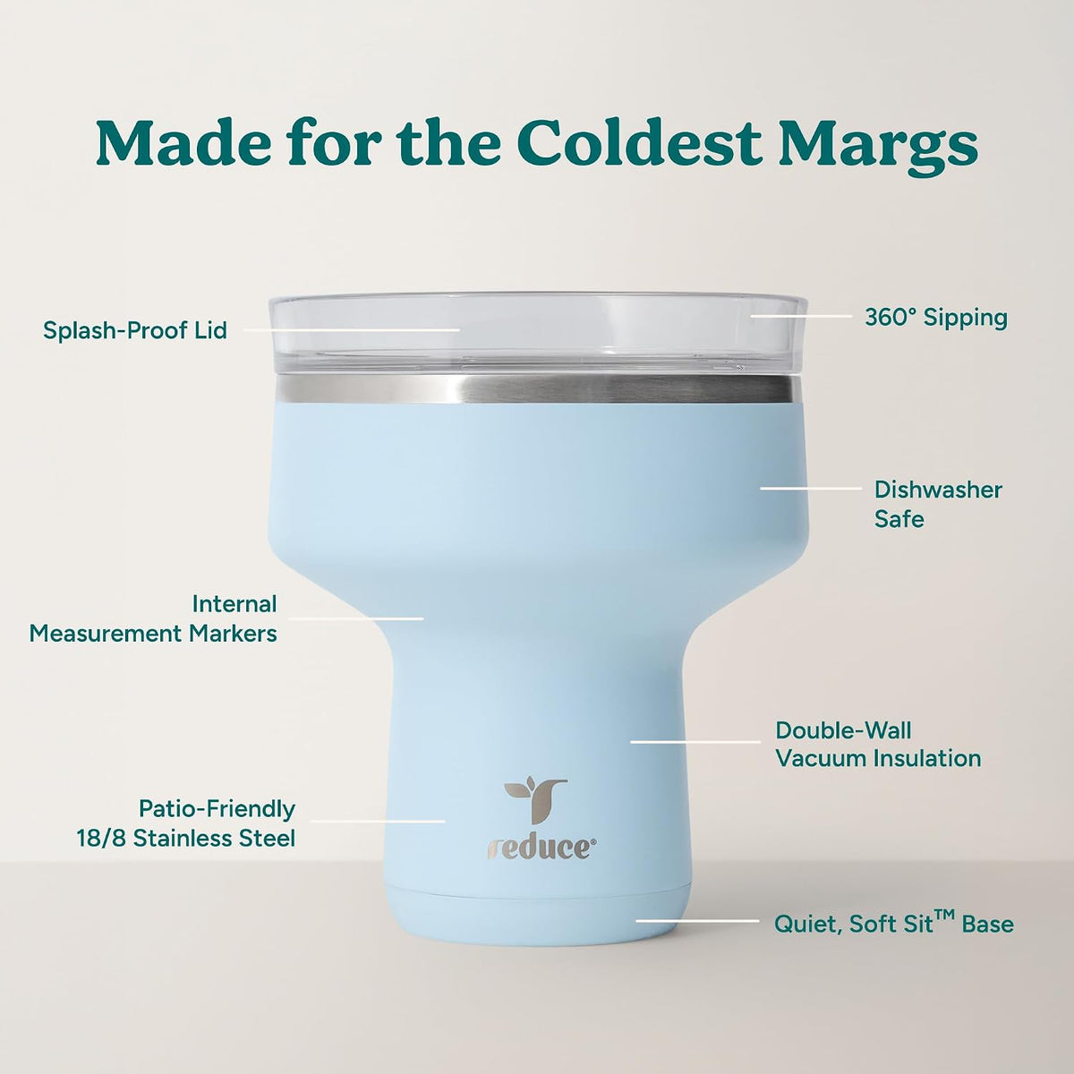 Saltini 16oz Margarita Tumbler - Insulated Cocktail Glass with Lid