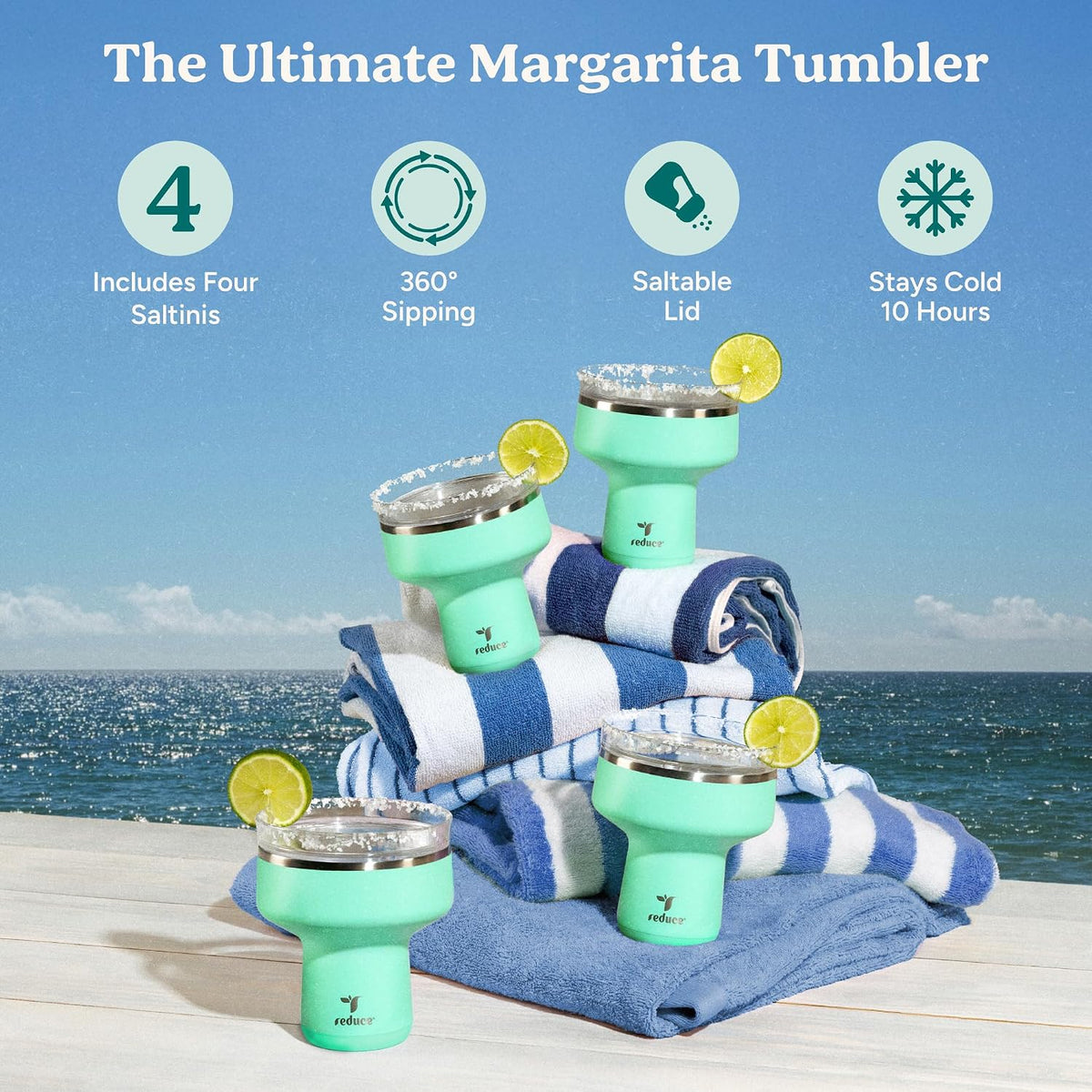 Saltini 16oz Margarita Tumbler - Insulated Cocktail Glass with Lid