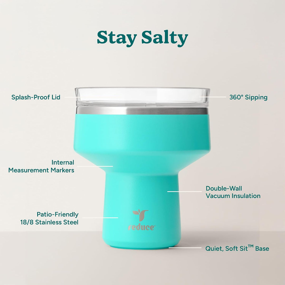 Saltini 16oz Margarita Tumbler - Insulated Cocktail Glass with Lid