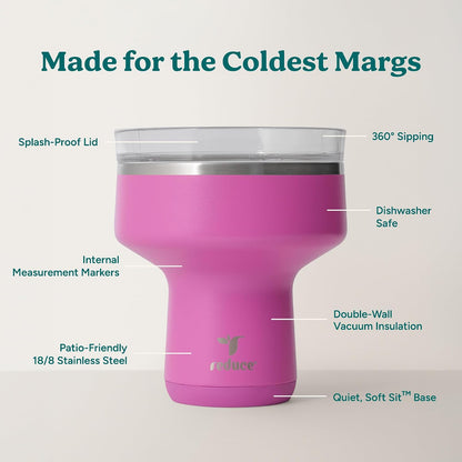 Saltini 16oz Margarita Tumbler - Insulated Cocktail Glass with Lid