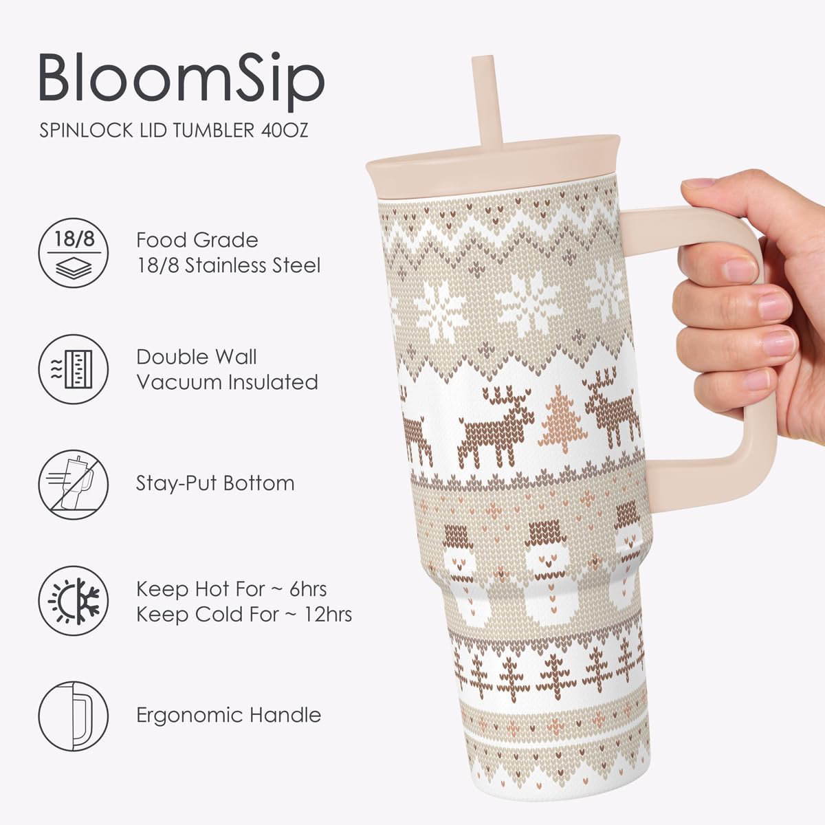 Pickleball Stainless Steel Locking Lid Silicone Straw Tumbler with Handle 40oz, Insulated Stainless Steel Travel Cup for Women Girls Friends Players, Gift Idea for Birthday Christmas - Colors A