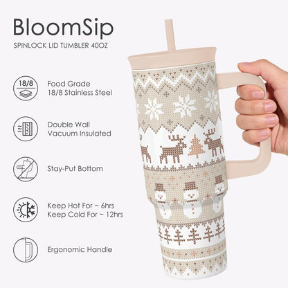Pickleball Stainless Steel Locking Lid Silicone Straw Tumbler with Handle 40oz, Insulated Stainless Steel Travel Cup for Women Girls Friends Players, Gift Idea for Birthday Christmas - Colors A