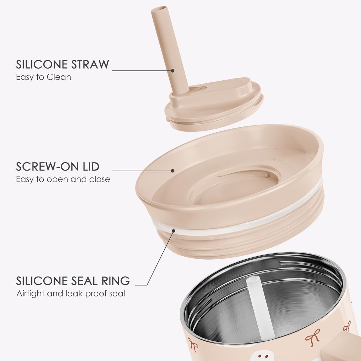 Pickleball Stainless Steel Locking Lid Silicone Straw Tumbler with Handle 40oz, Insulated Stainless Steel Travel Cup for Women Girls Friends Players, Gift Idea for Birthday Christmas - Colors A