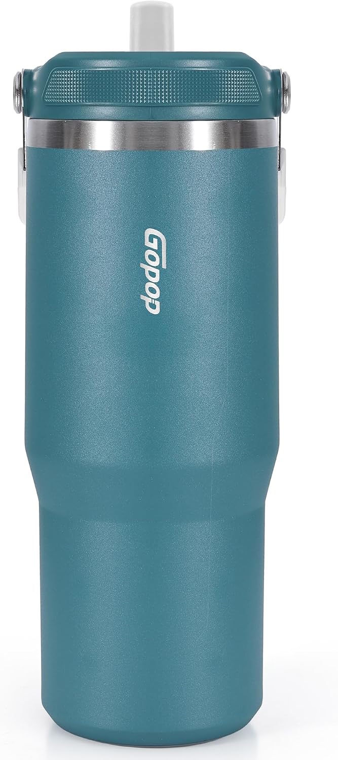 30 oz Tumbler with Flip Straw - Vacuum Insulated Stainless Steel Water Bottle for Home, Office or Car - Reusable Cup with Straw Leakproof Flip, Cold up to 24h, Mint