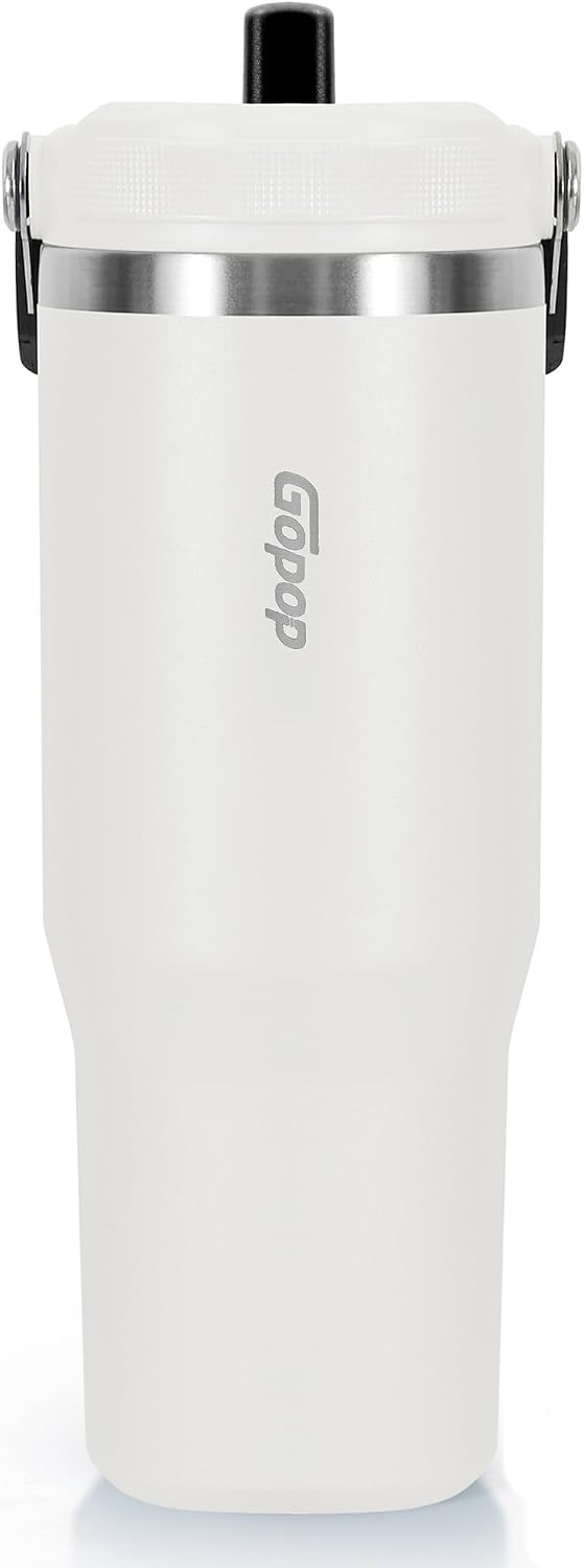 30 oz Tumbler with Flip Straw - Vacuum Insulated Stainless Steel Water Bottle for Home, Office or Car - Reusable Cup with Straw Leakproof Flip, Cold up to 24h, Mint