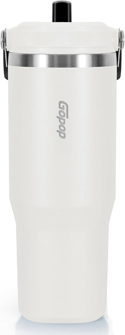 30 oz Tumbler with Flip Straw - Vacuum Insulated Stainless Steel Water Bottle for Home, Office or Car - Reusable Cup with Straw Leakproof Flip, Cold up to 24h, Mint