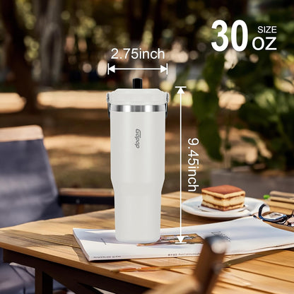 30 oz Tumbler with Flip Straw - Vacuum Insulated Stainless Steel Water Bottle for Home, Office or Car - Reusable Cup with Straw Leakproof Flip, Cold up to 24h, Mint