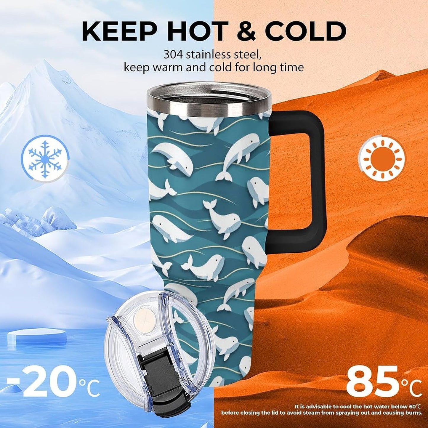 Leakproof Car Cup Vacuum Sealed With Lid For Office Crystal Clear Blue Water Ripple Print Drinkware Light Rose Red-style-5 - Colors H