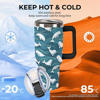 Leakproof Car Cup Vacuum Sealed With Lid For Office Crystal Clear Blue Water Ripple Print Drinkware Light Rose Red-style-5 - Colors H