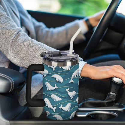Leakproof Car Cup Vacuum Sealed With Lid For Office Crystal Clear Blue Water Ripple Print Drinkware Light Rose Red-style-5 - Colors H