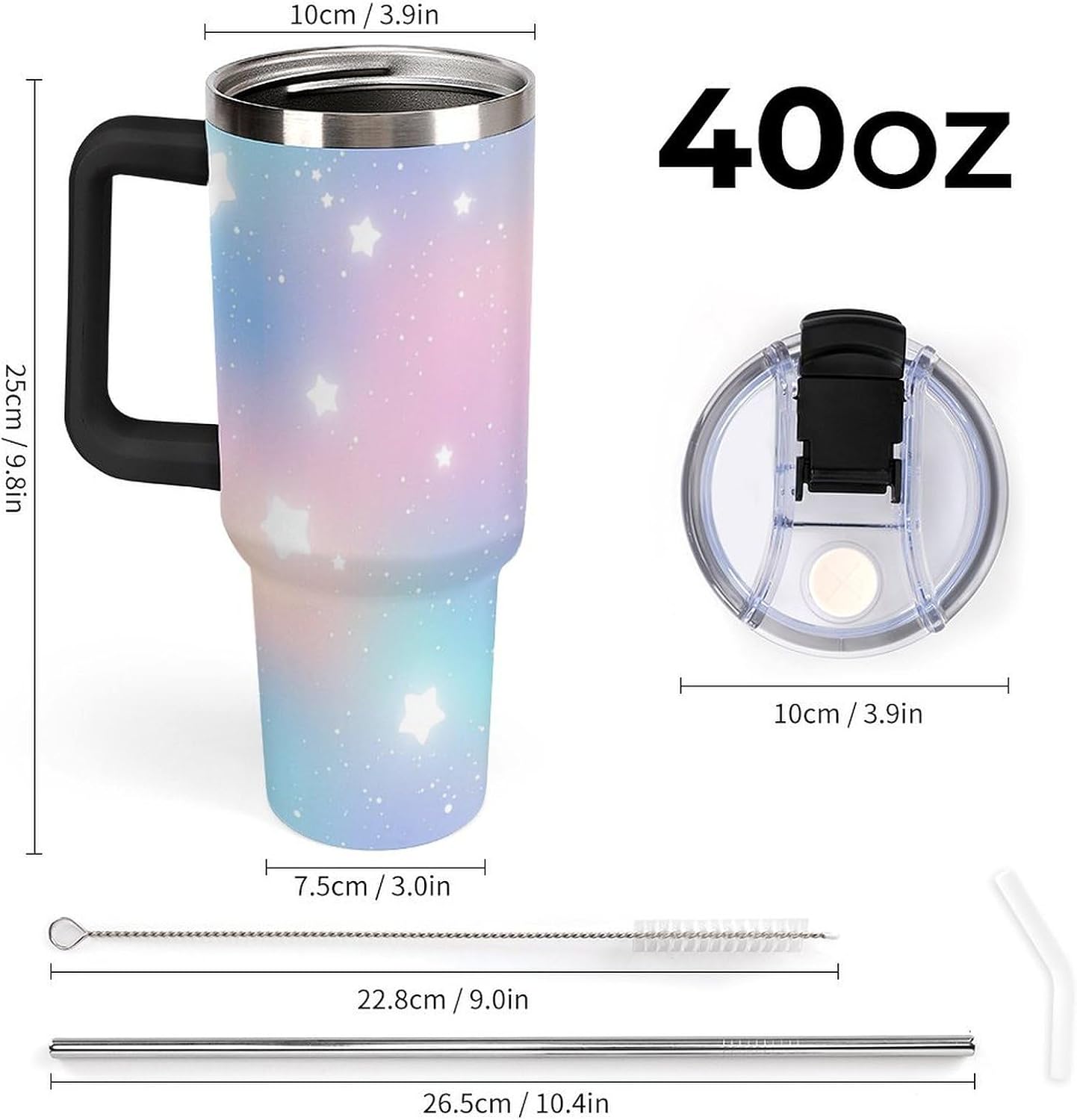 Leakproof Car Cup Vacuum Sealed With Lid For Office Crystal Clear Blue Water Ripple Print Drinkware Light Rose Red-style-5 - Colors H