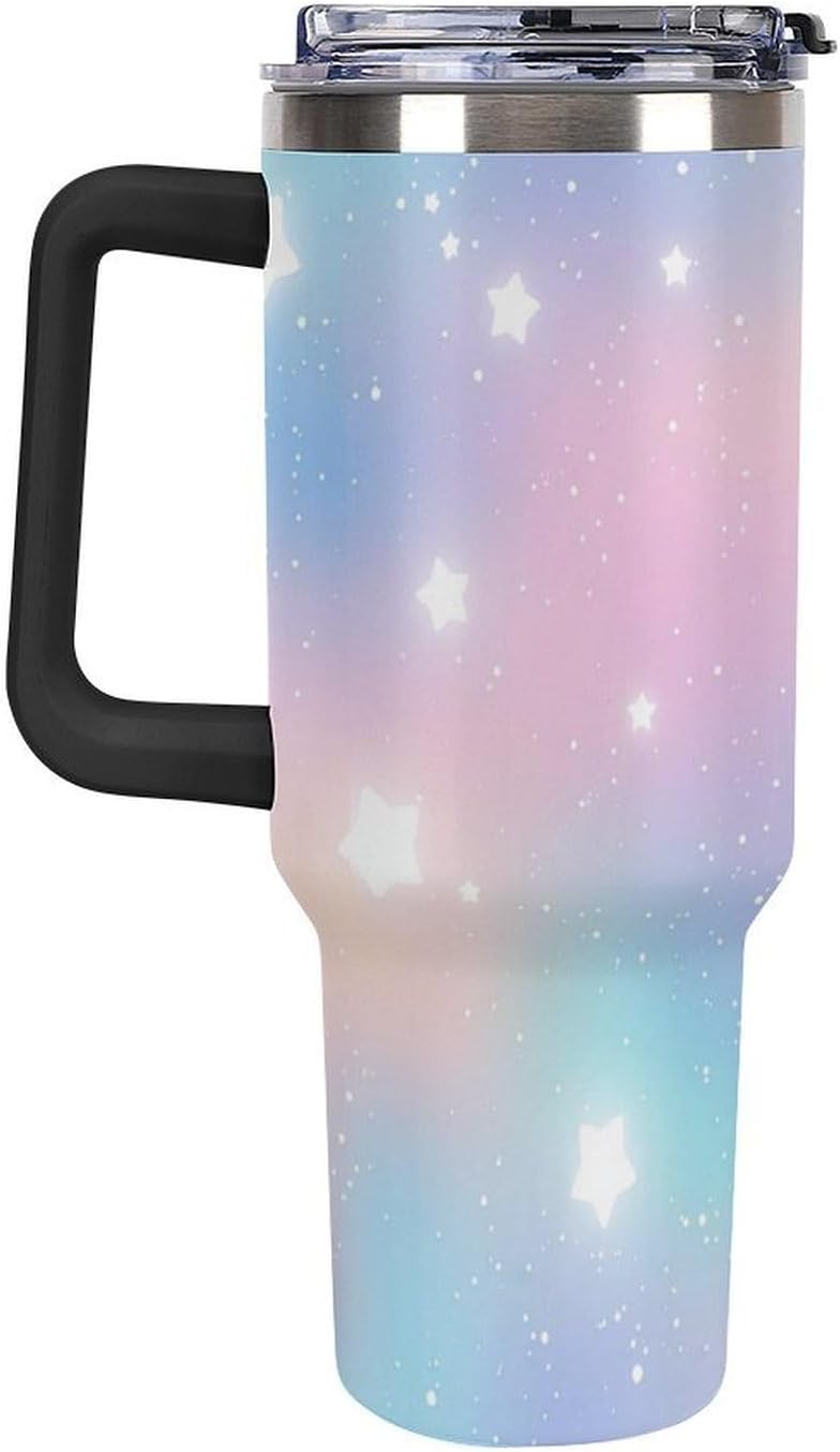 Leakproof Car Cup Vacuum Sealed With Lid For Office Crystal Clear Blue Water Ripple Print Drinkware Light Rose Red-style-5 - Colors H