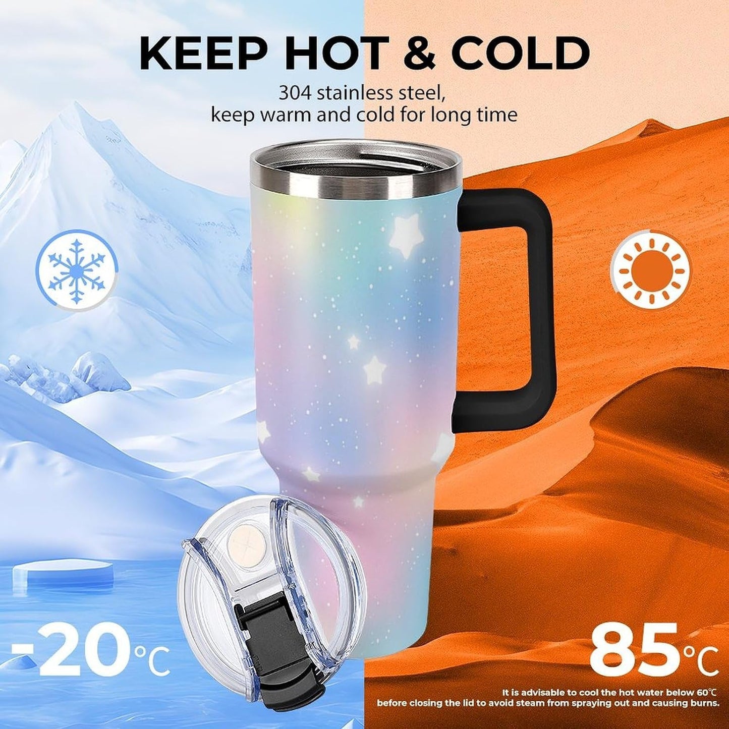 Leakproof Car Cup Vacuum Sealed With Lid For Office Crystal Clear Blue Water Ripple Print Drinkware Light Rose Red-style-5 - Colors H
