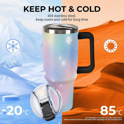 Leakproof Car Cup Vacuum Sealed With Lid For Office Crystal Clear Blue Water Ripple Print Drinkware Light Rose Red-style-5 - Colors H