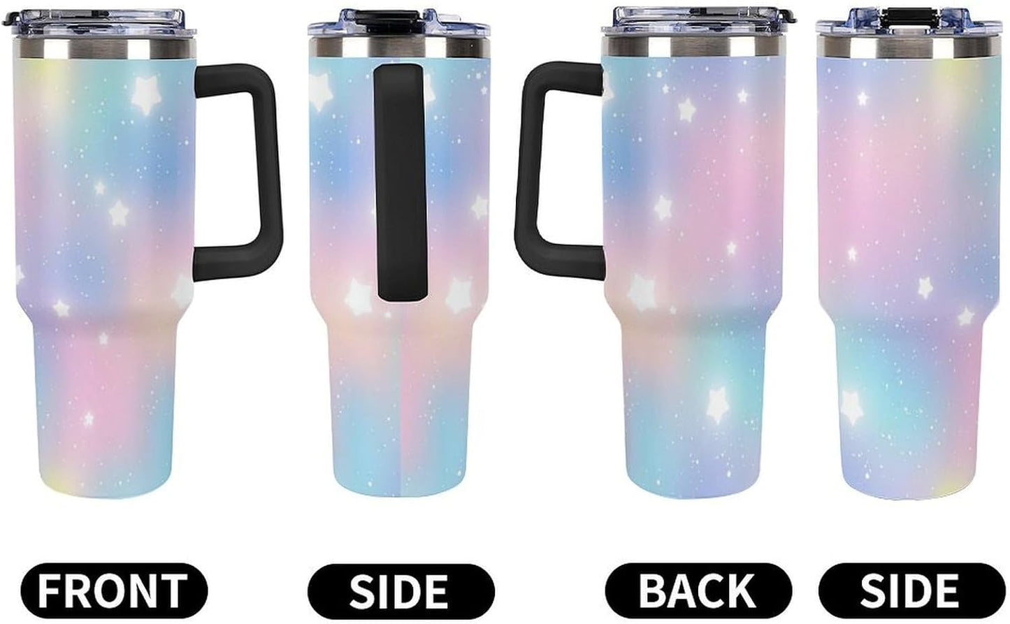 Leakproof Car Cup Vacuum Sealed With Lid For Office Crystal Clear Blue Water Ripple Print Drinkware Light Rose Red-style-5 - Colors H