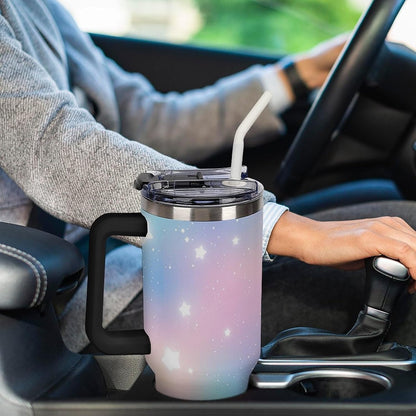 Leakproof Car Cup Vacuum Sealed With Lid For Office Crystal Clear Blue Water Ripple Print Drinkware Light Rose Red-style-5 - Colors H