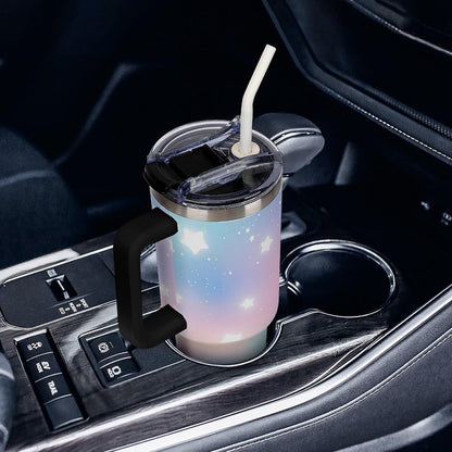 Leakproof Car Cup Vacuum Sealed With Lid For Office Crystal Clear Blue Water Ripple Print Drinkware Light Rose Red-style-5 - Colors H