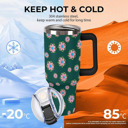 Leakproof Car Cup Vacuum Sealed With Lid For Office Crystal Clear Blue Water Ripple Print Drinkware Light Rose Red-style-5 - Colors H