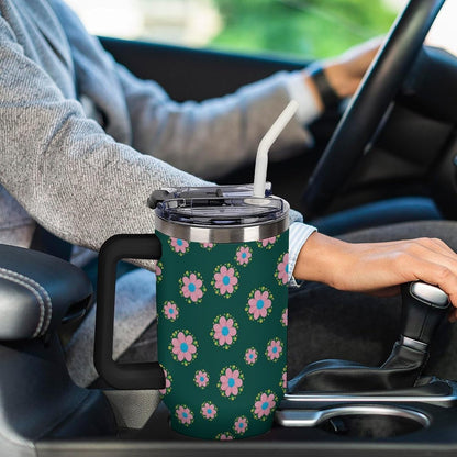 Leakproof Car Cup Vacuum Sealed With Lid For Office Crystal Clear Blue Water Ripple Print Drinkware Light Rose Red-style-5 - Colors H