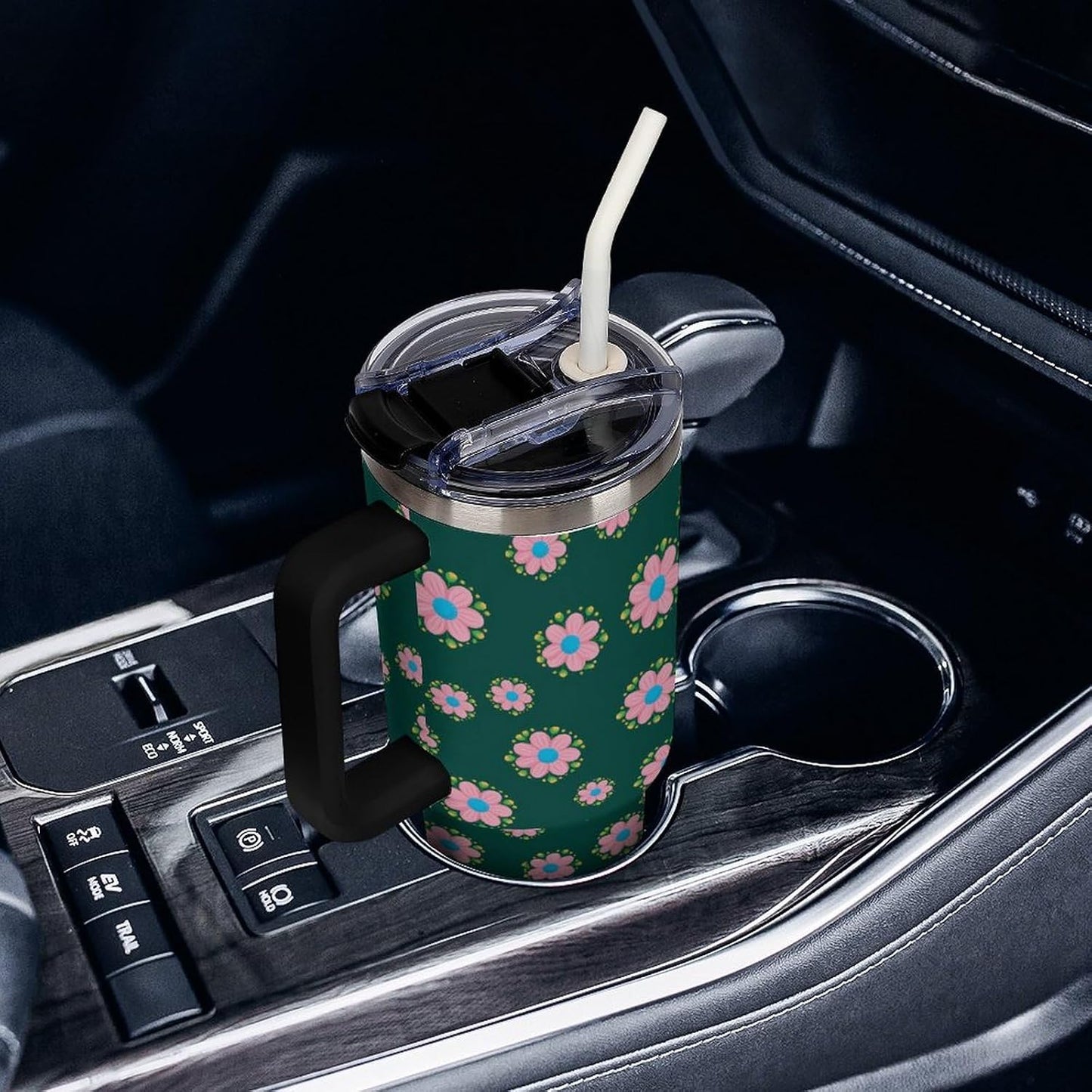Leakproof Car Cup Vacuum Sealed With Lid For Office Crystal Clear Blue Water Ripple Print Drinkware Light Rose Red-style-5 - Colors H