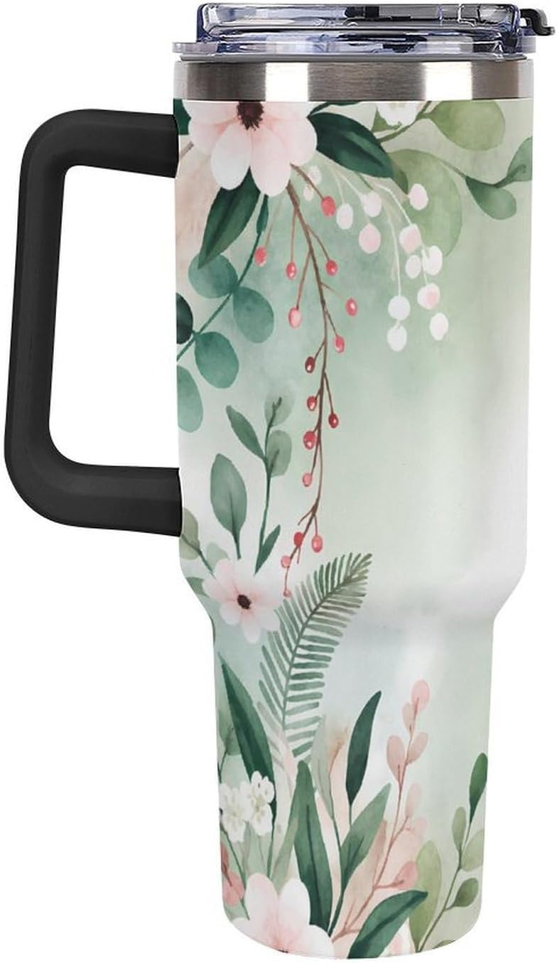 Leakproof Car Cup Vacuum Sealed With Lid For Office Crystal Clear Blue Water Ripple Print Drinkware Light Rose Red-style-5 - Colors H