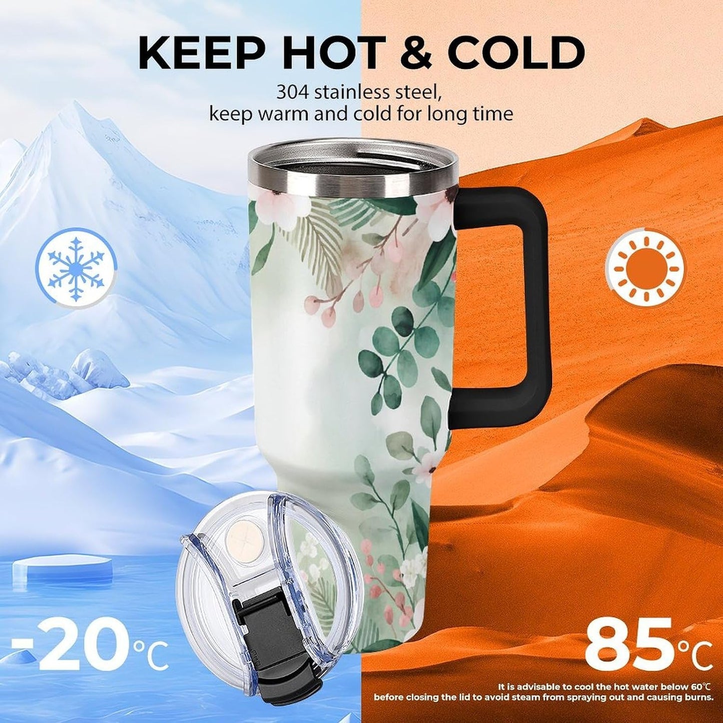 Leakproof Car Cup Vacuum Sealed With Lid For Office Crystal Clear Blue Water Ripple Print Drinkware Light Rose Red-style-5 - Colors H
