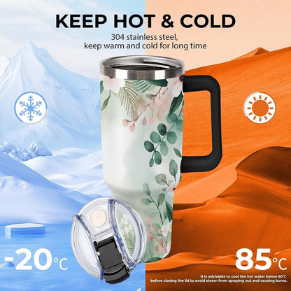 Leakproof Car Cup Vacuum Sealed With Lid For Office Crystal Clear Blue Water Ripple Print Drinkware Light Rose Red-style-5 - Colors H