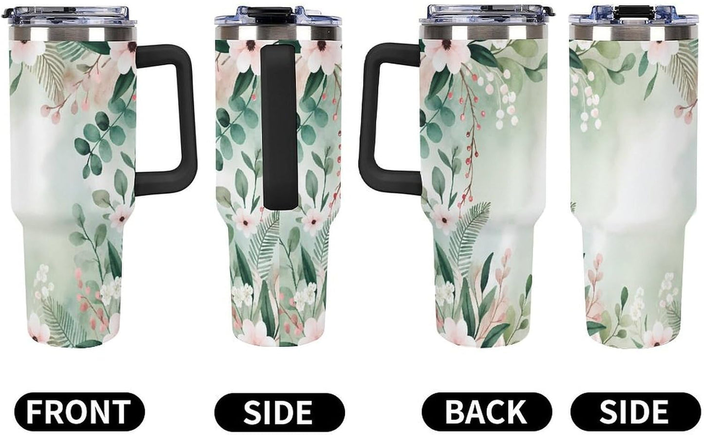 Leakproof Car Cup Vacuum Sealed With Lid For Office Crystal Clear Blue Water Ripple Print Drinkware Light Rose Red-style-5 - Colors H