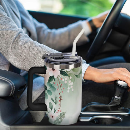 Leakproof Car Cup Vacuum Sealed With Lid For Office Crystal Clear Blue Water Ripple Print Drinkware Light Rose Red-style-5 - Colors H