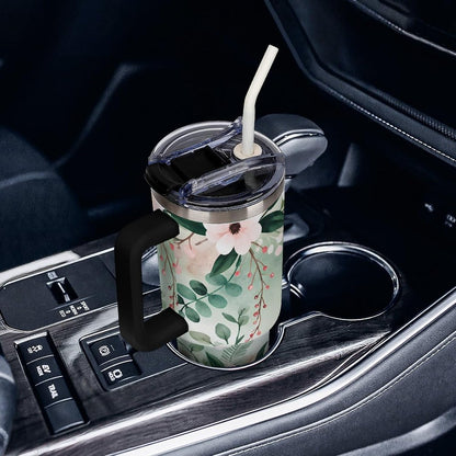 Leakproof Car Cup Vacuum Sealed With Lid For Office Crystal Clear Blue Water Ripple Print Drinkware Light Rose Red-style-5 - Colors H