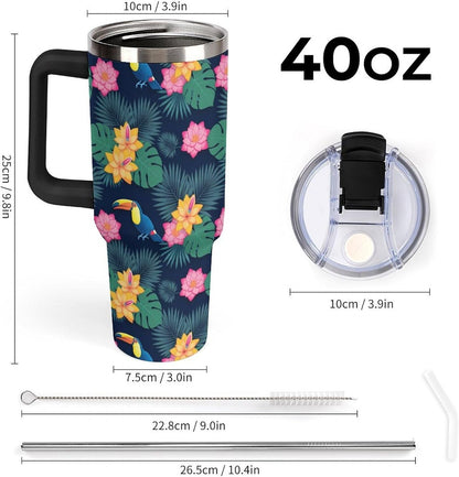Leakproof Car Cup Vacuum Sealed With Lid For Office Crystal Clear Blue Water Ripple Print Drinkware Light Rose Red-style-5 - Colors H