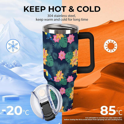Leakproof Car Cup Vacuum Sealed With Lid For Office Crystal Clear Blue Water Ripple Print Drinkware Light Rose Red-style-5 - Colors H