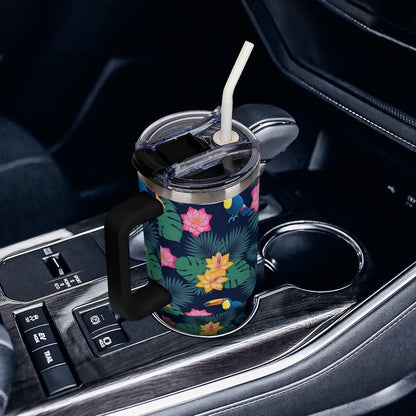 Leakproof Car Cup Vacuum Sealed With Lid For Office Crystal Clear Blue Water Ripple Print Drinkware Light Rose Red-style-5 - Colors H